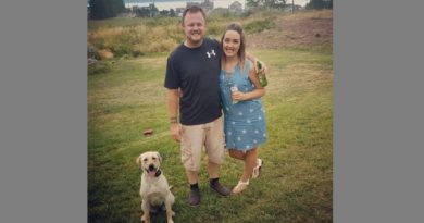 Beautiful moment Labrador joins her humans for their first dance as husband and wife